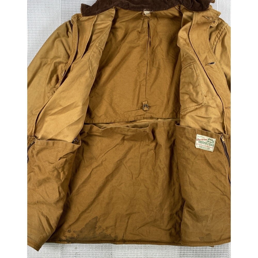 Vintage American Outfitters Game Hunting Jacket Beige Corduroy Collar USA - Picture 12 of 15